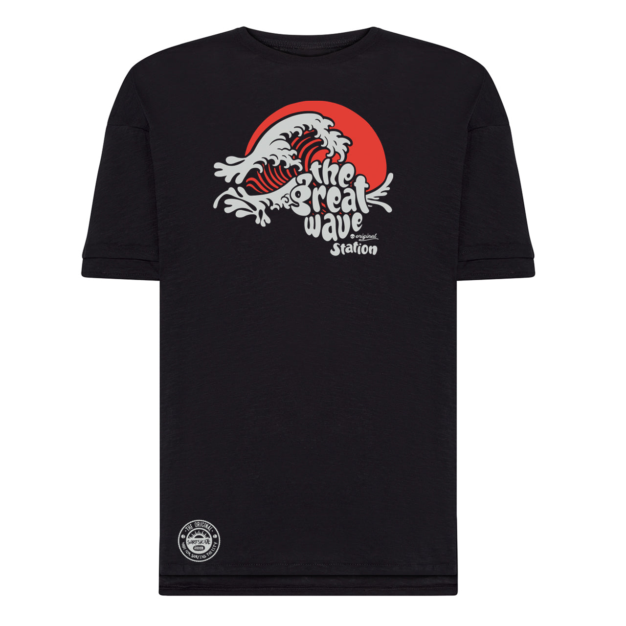 Camiseta negra GREAT WAVE dibujo grande
