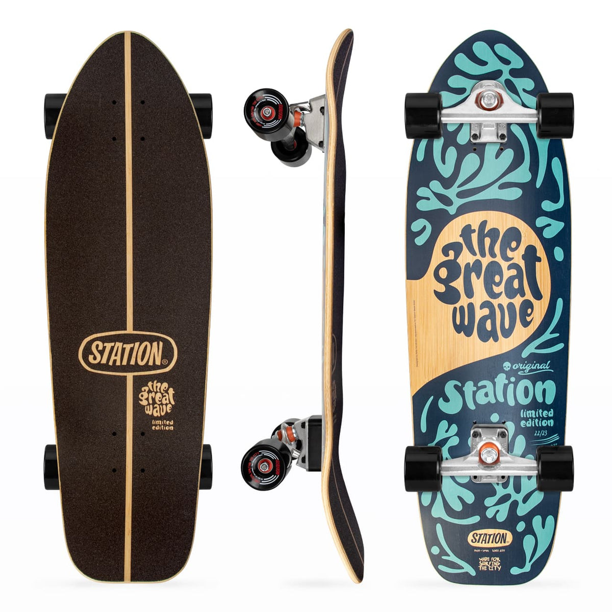 Surfskate Completo 'THE GREAT WAVE' 33" Bambú - StationSkate